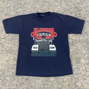 VTG Alabama Band Semi Truck Graphic Double Sided T-Shirt Navy Youth Small 6-8